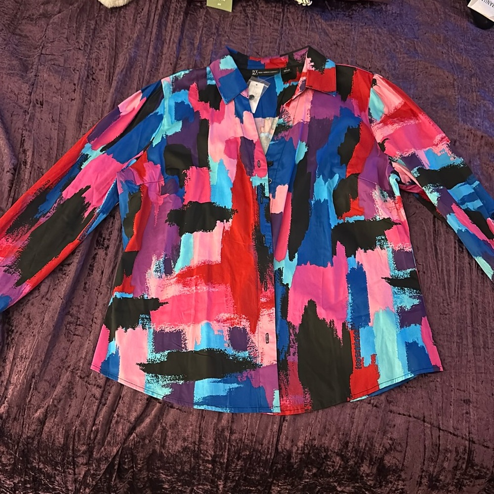 Multicolored Button up Collard Shirt